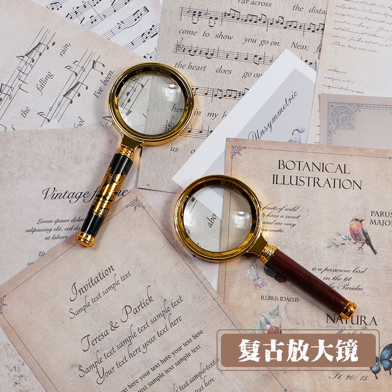 复古风格放大镜拍照道具小物件做旧手拿摆件儿童国风摄影创意装饰