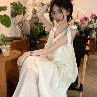超仙长款 海边度假穿搭吊带连衣裙女夏季 宽松显瘦三亚旅游沙滩裙子