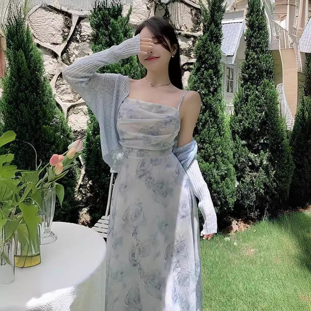 法式初恋高级感气质修身仙女薄款连衣裙