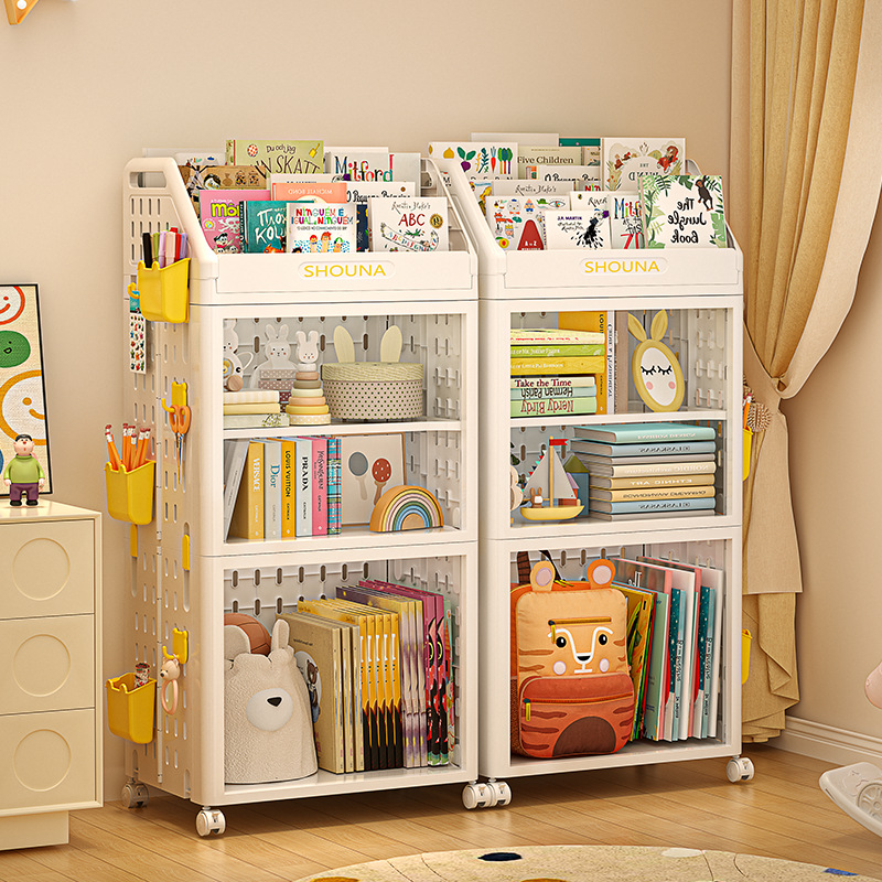 儿童书架绘本架一体可移动宝宝玩具收纳架落地置物架简易书本收纳