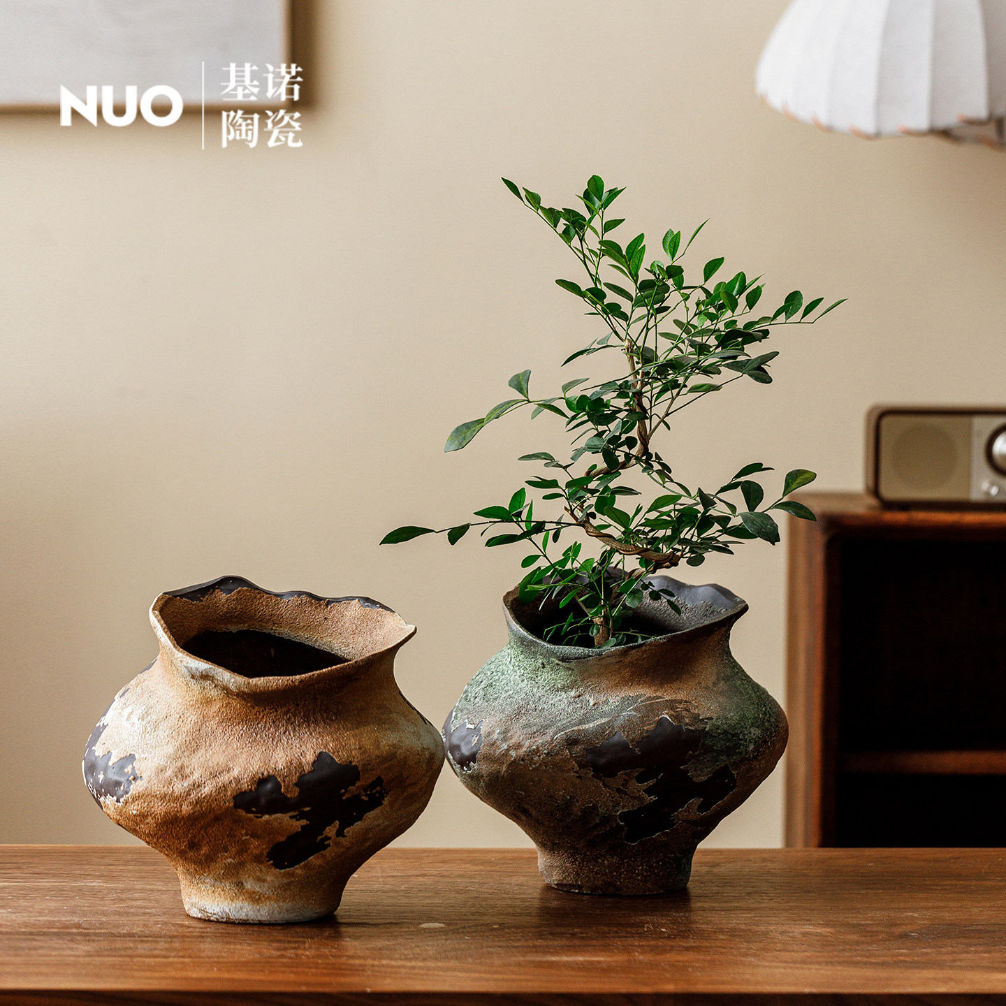 景德镇侘寂风陶瓷花盆大口径兰花多肉绿植盆桌面水培发财树小盆栽