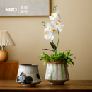 景德镇手绘圆形陶瓷花盆办公室大口径多肉植物盆栽小陶盆透气陶土