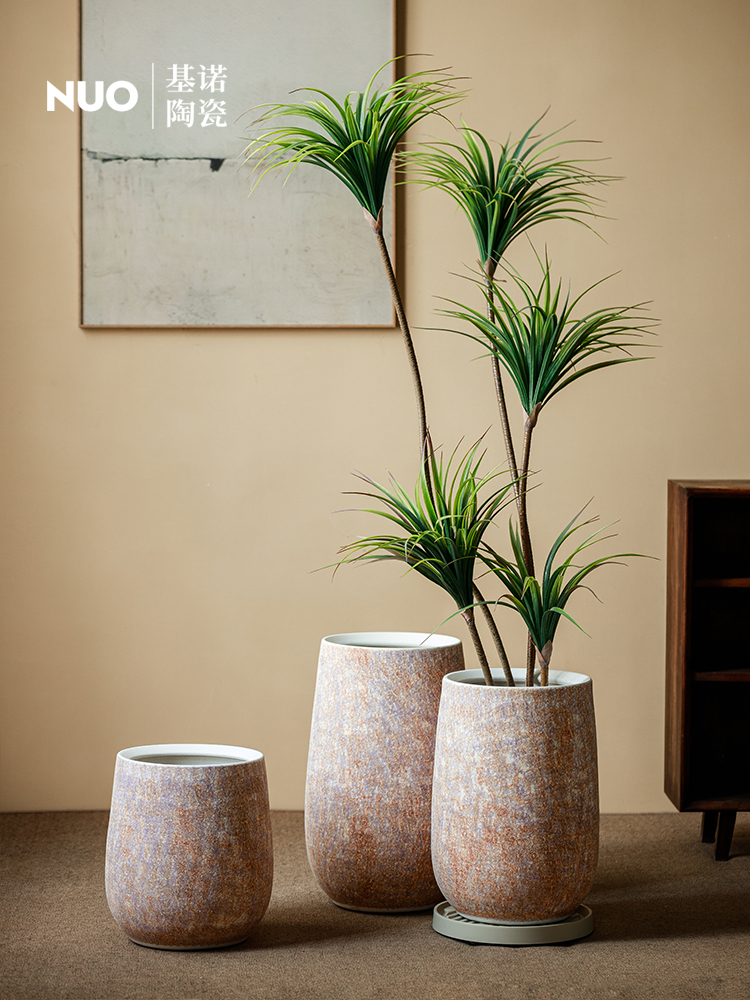 景德镇落地陶瓷大花盆轻奢高级感陶土花坛种树陶罐大口径陶瓷盆栽
