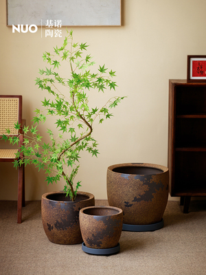 景德镇侘寂风陶瓷花盆大口径花坛种树陶罐龟背竹陶瓷盆龙血树盆栽