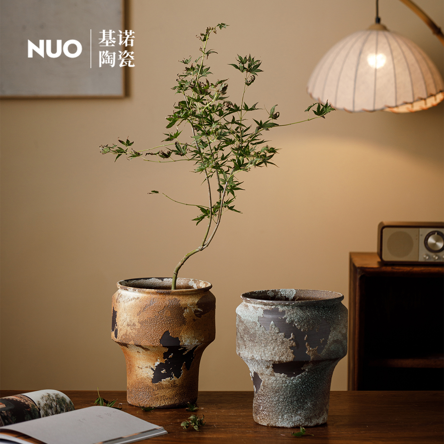 景德镇侘寂风陶瓷花盆大口径水培