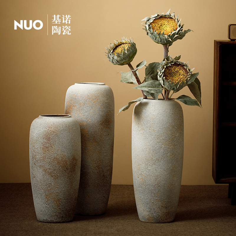 侘寂风落地花瓶大号复古陶瓷陶罐