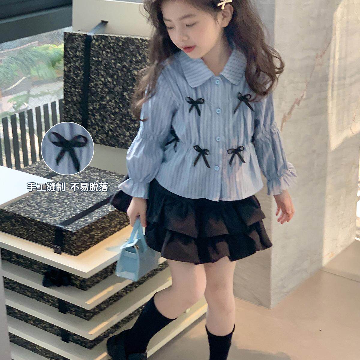 女童夏季套装2025新款儿童衬衫小香风裙子女孩短袖衬衣夏装衣服潮