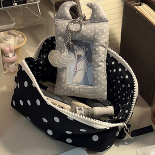 简约奥利奥夹心波点笔袋ins风高颜值大容量学生耐脏铅笔盒文具袋