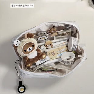 ins风灰色软乎乎面包笔袋初高中学生简约高颜值大容量铅笔文具袋