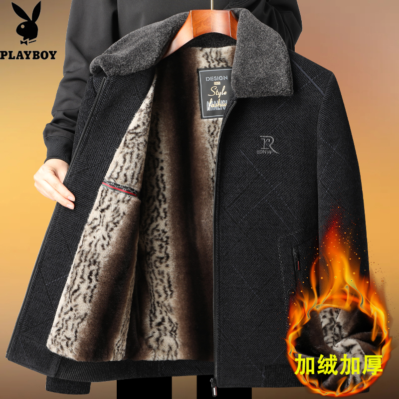 花花公子秋冬款翻领夹克外套