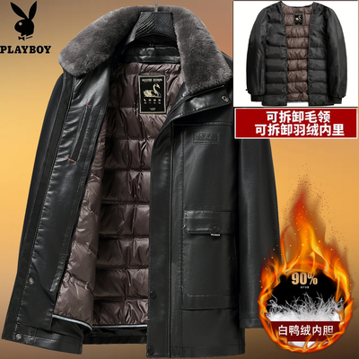 花花公子羽绒皮衣外套