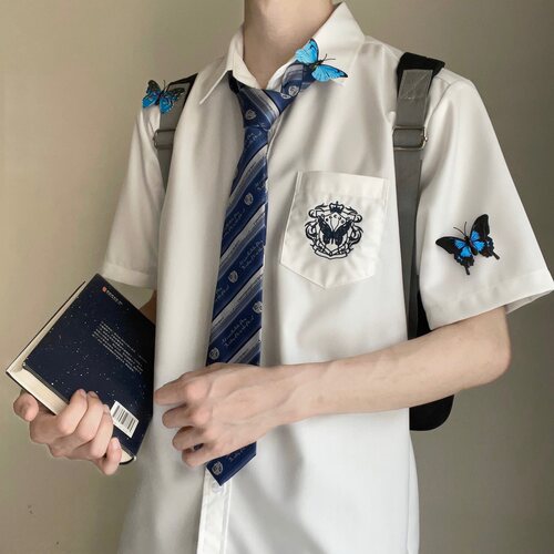 DK蝴蝶少年原创短袖长袖白色衬衫