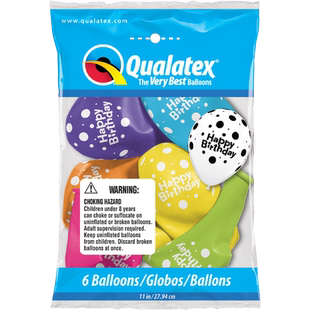 先锋印花球 11吋 生日点点(混色) Birthday Big Polka Dots 6只