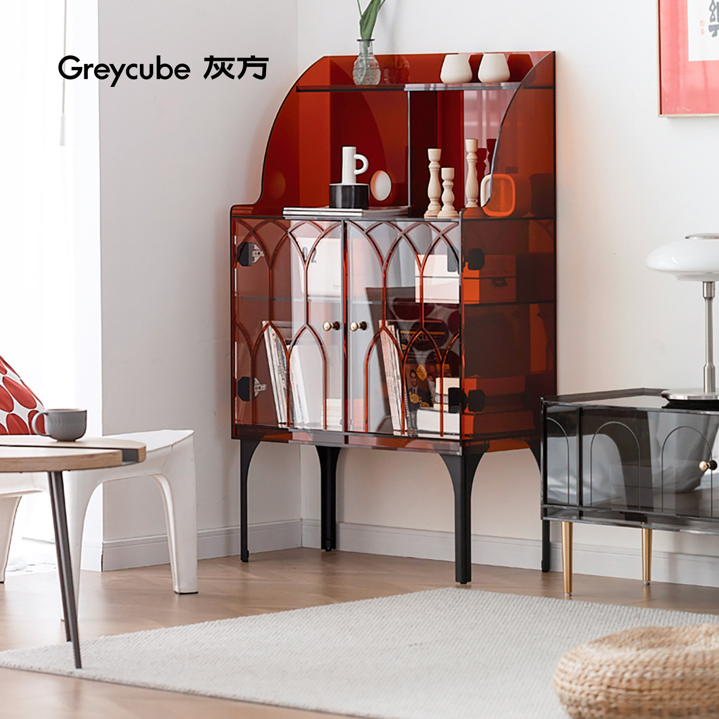 灰方轻奢收纳储物柜客厅餐边柜