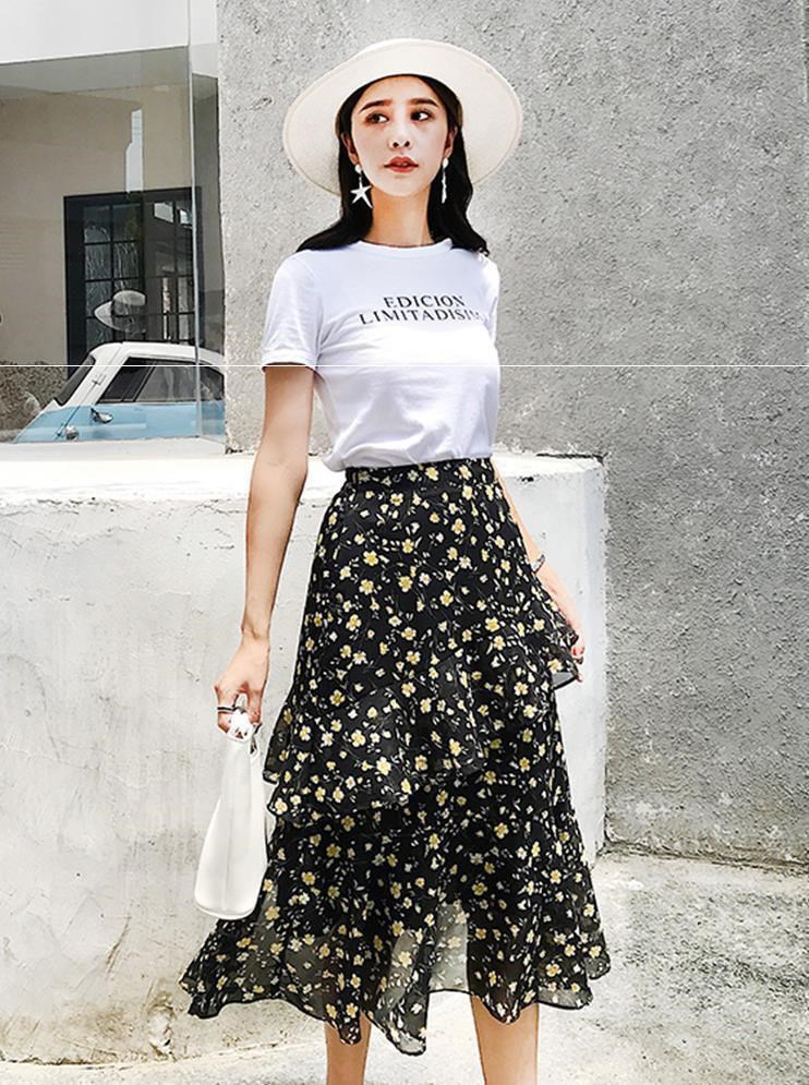 雪纺裙春小腿夏季很仙夏天超火韩国长裙花色粗小花裙子碎花半身裙|ruв категории Женская одежда, юбка - от Buy2taobao.com для оказания профессиональной услуги покупки агента Taobao