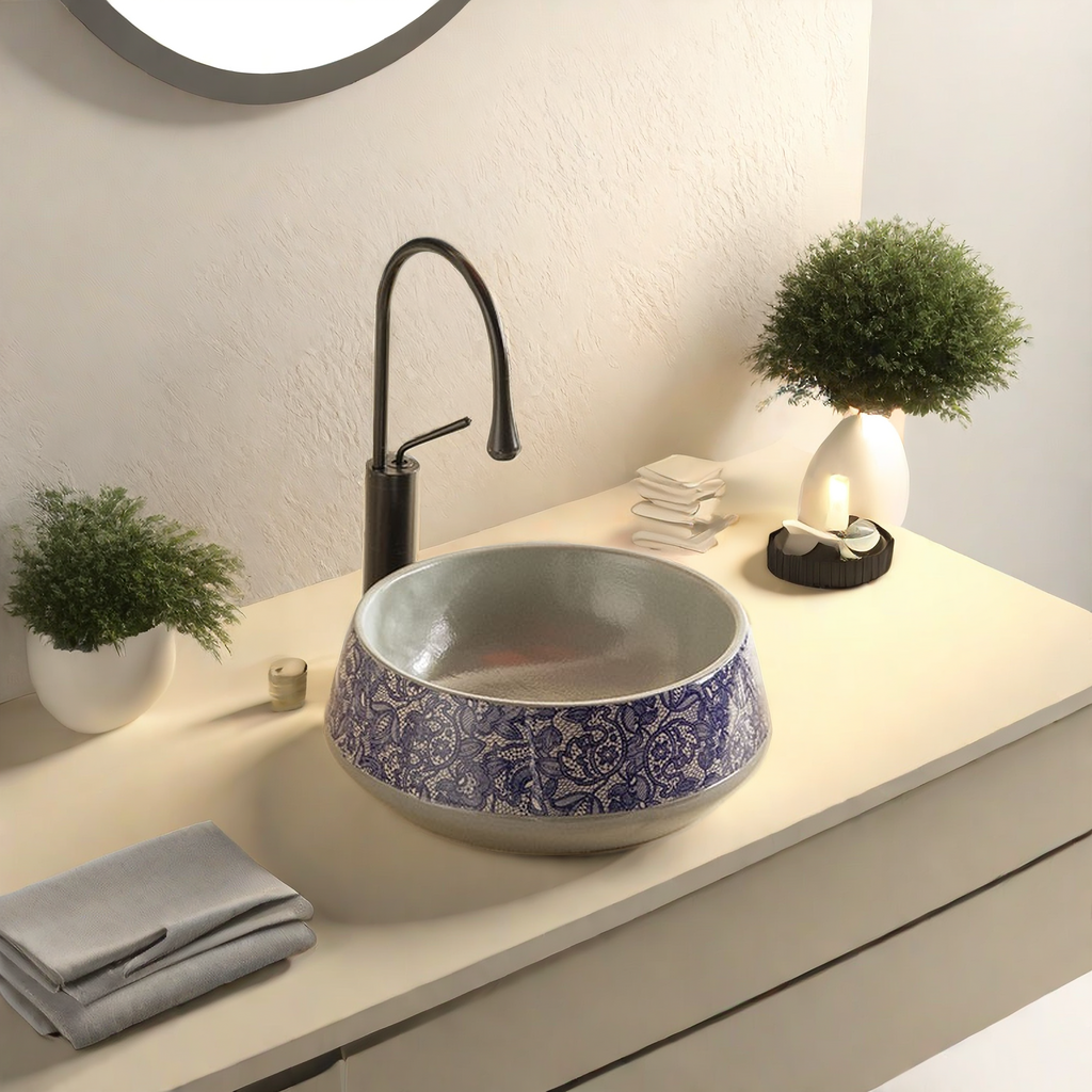 阳台复古台上洗手盆单盆户外庭院台盆家用洗脸盆台上盆小尺寸面盆