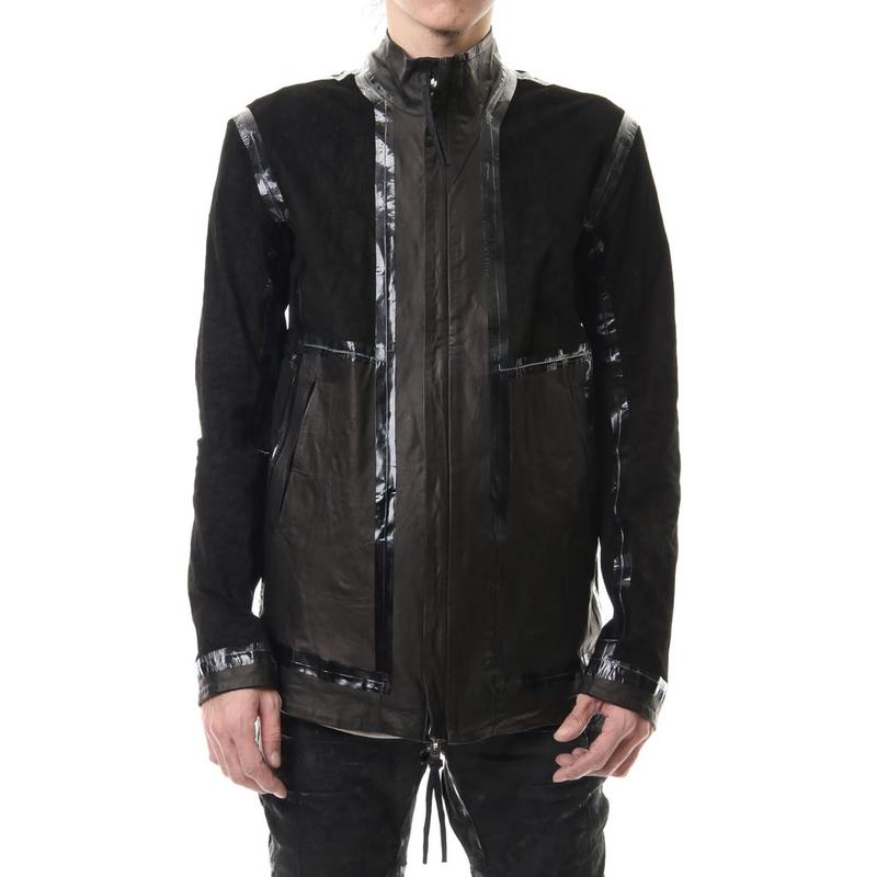 代购BORIS BIDJAN SABERI男士夹克保暖防风牛皮黑色春秋街头皮衣