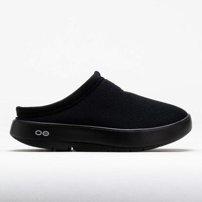 代购Oofos男士拖鞋缓震透气易穿脱减压黑色网面材质轻量闭孔泡沫