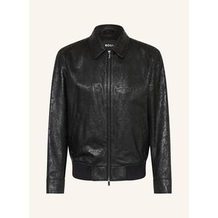 潮流 夹克保暖防风黑色压花春秋通勤皮衣爆款 代购 BOSS男士