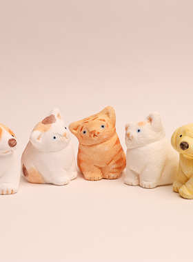 艺术家原创手作小狗猫兔仿瓷石膏摆件可扩香无尘疗愈
