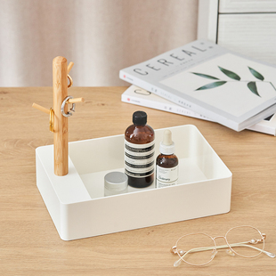 日式简约桌面收纳盒玄关钥匙杂物整理盘客厅遥控器香熏置物架