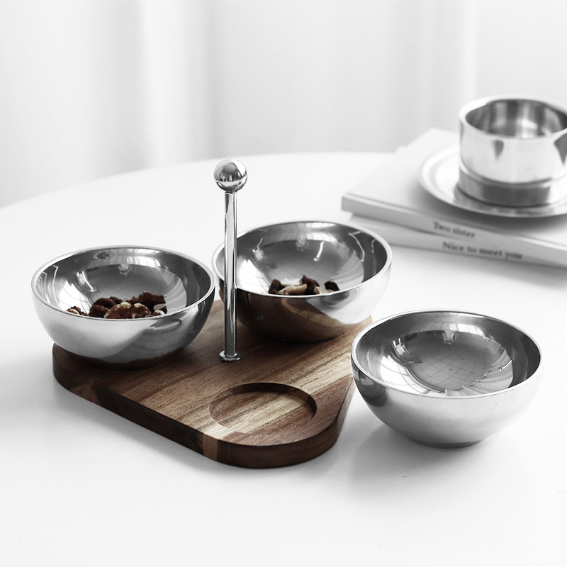EpeiusHome北欧ins风不锈钢零食盘果盘小吃点心盘桌面KTV下午茶歇