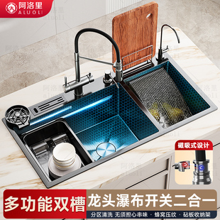 双水槽水槽厨房洗菜盆304不锈钢大单水槽多功能淘菜盆家用洗碗槽
