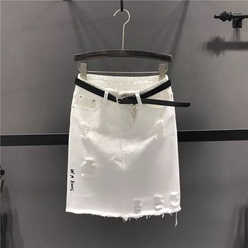 牛仔裙半身裙女2019韩版修身春中腰百搭包臀破洞毛边短裙|ruв категории Женская одежда, юбка - от Buy2taobao.com для оказания профессиональной услуги покупки агента Taobao