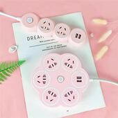 usb充电插座创意多插位桌面插排高颜值插线板可爱粉色长线插板