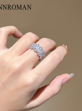 轻奢满天星超闪氧化锆开口戒指