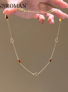 旺财旺好运红色项链轻奢颈链