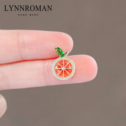LYNNROMAN夏季清新西柚合金胸针