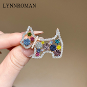 LYNNROMAN水晶小狗胸针女高级轻奢精致时尚 可爱气质胸花别针配饰