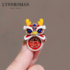 LYNNROMAN中国风龙年新年红色喜庆胸针衣服大衣配饰毛衣胸花别针