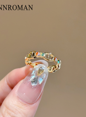 彩色水晶猪鼻子戒指女开口可调节