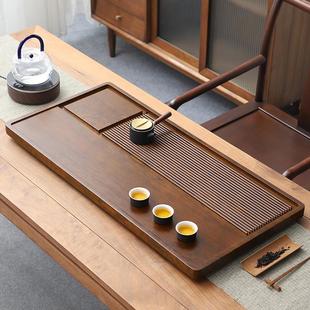 整块家用小型干泡茶台高端办公室功夫茶具排水茶海 实木茶盘电木款