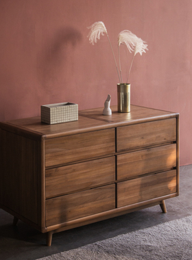 Mountain Living进口柚木家具纯实木六斗柜客厅沙发旁储物柜中古