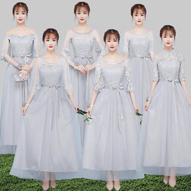 Pink Sleeve Sister skirt new pattern temperament 2019 Sisters Bridesmaid full dress Show thin arm Dress mmin the Women's clothing/Boutique , Wedding/Cheongsam/Formal dress , Formal dress/Evening  category - from Buy2taobao.com to provide professional Taobao agent buy service