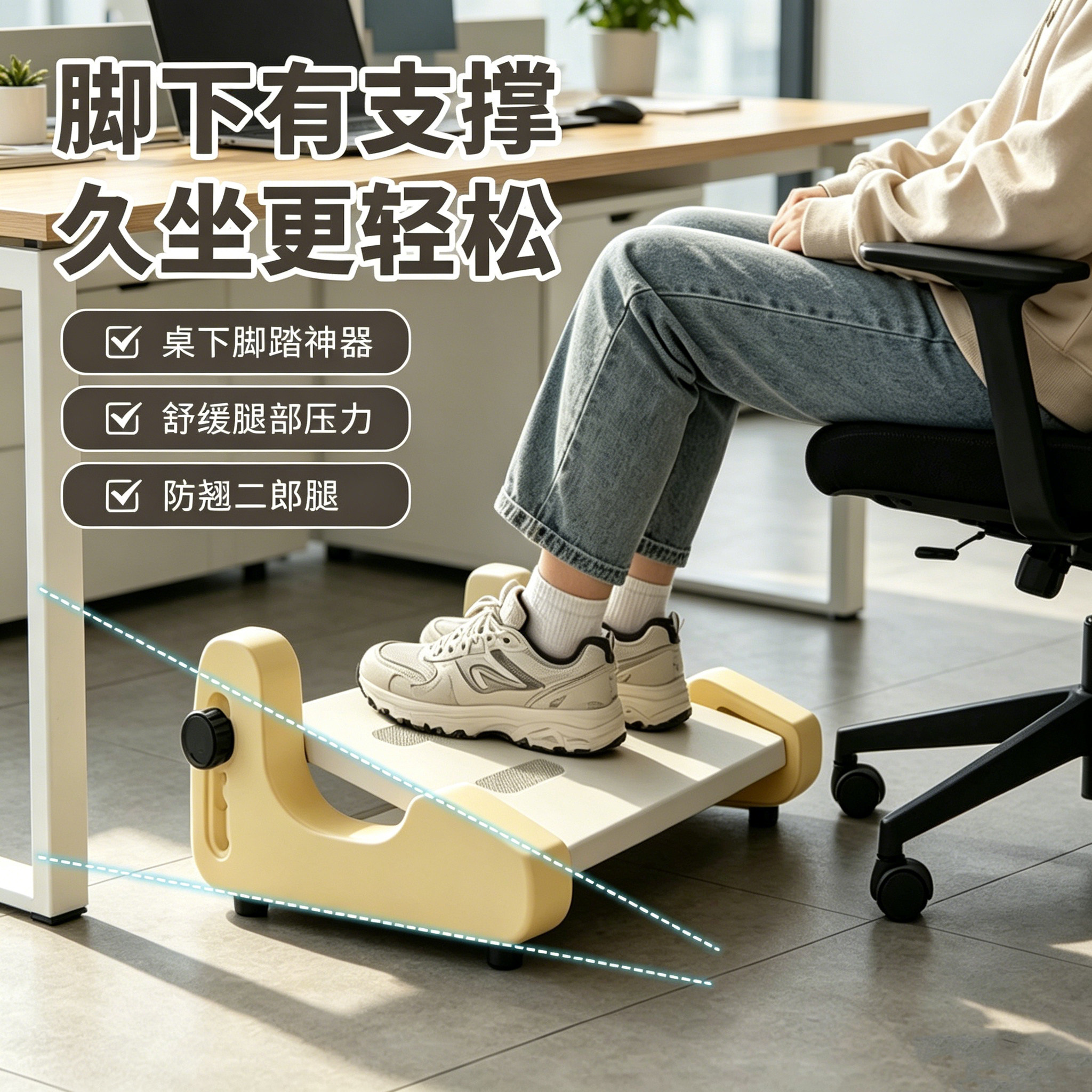 办公室踩脚凳桌下脚踏板垫脚凳子图片
