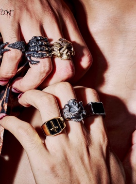 黑骨BLACKBONE777TripleSeven哥特暗黑金蛇银蛇骷髅十字钛钢锆石