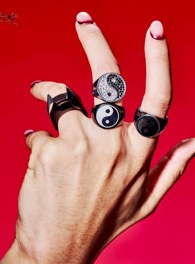 黑骨BLACKBONE777TripleSeven中式暗黑国风太极八卦男女同款戒指