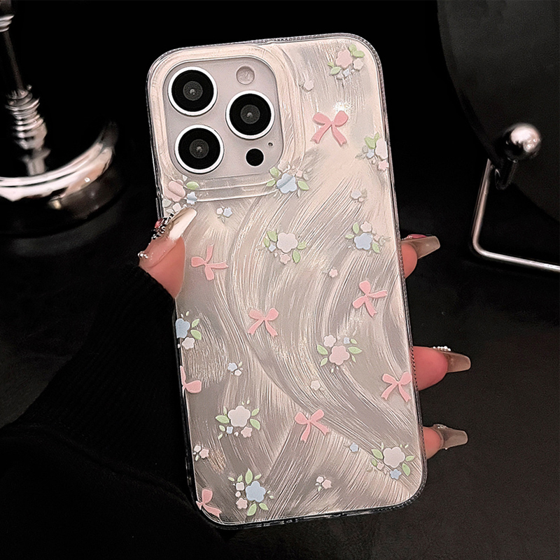 iPhone苹果手机壳羽纱小清新粉蓝碎花适11/12/13/14/15/16pro max