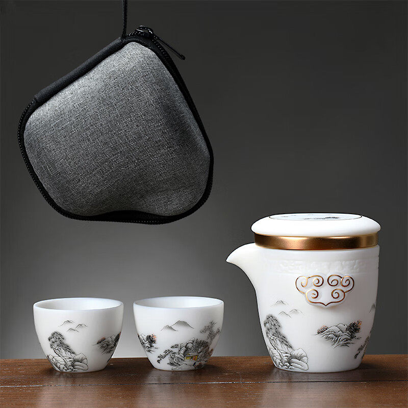 金镶玉便携式茶具一人饮户外露营喝茶泡茶杯随身快客杯旅行茶具,餐饮具,旅行茶具,淘宝优惠券,粉丝福利购,淘宝优惠卷