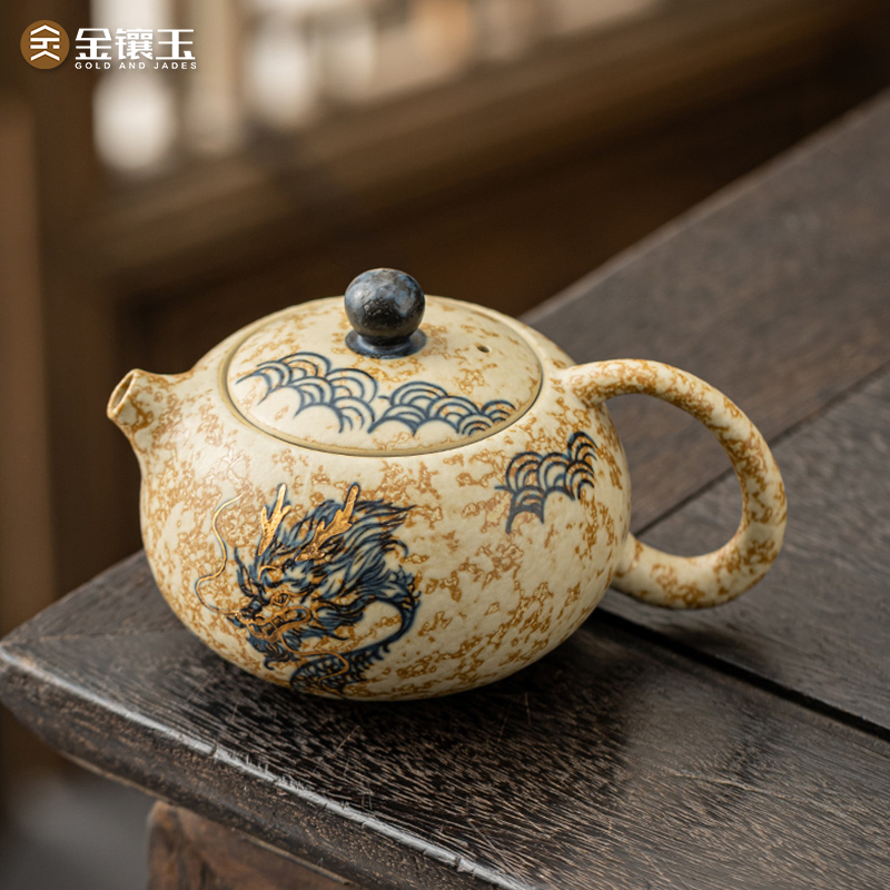 金镶玉青花火石红西施壶泡茶壶