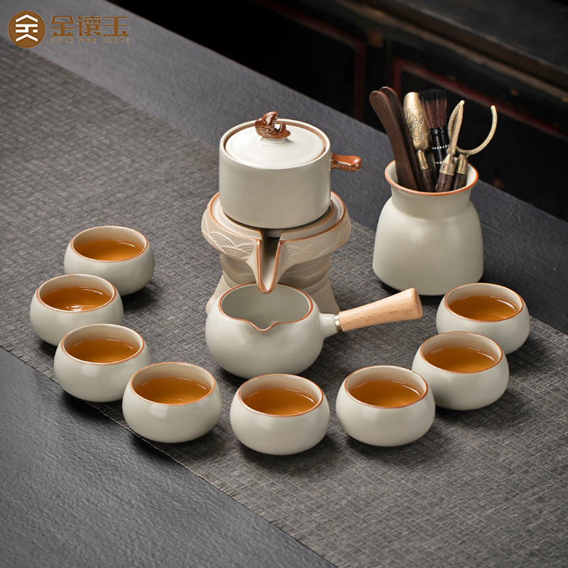 2025新款米黄汝窑全自动茶具套装家用轻奢高档茶壶懒人泡茶神器
