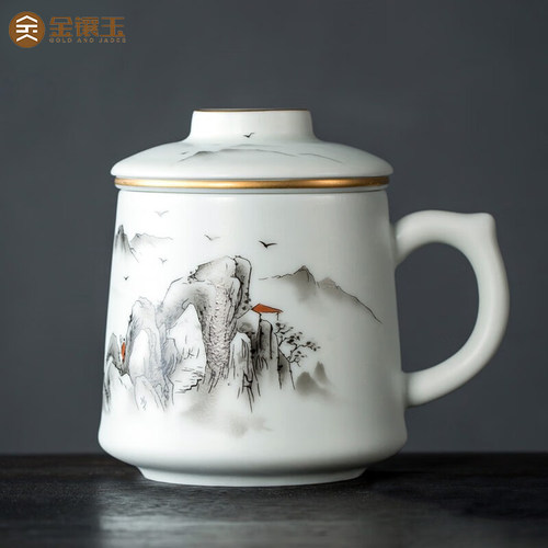 金镶玉百川泡茶杯陶瓷马克杯