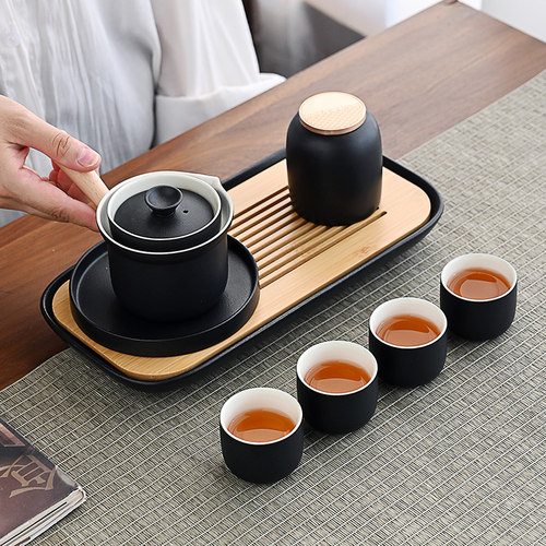 金镶玉旅行茶具套装一壶四杯
