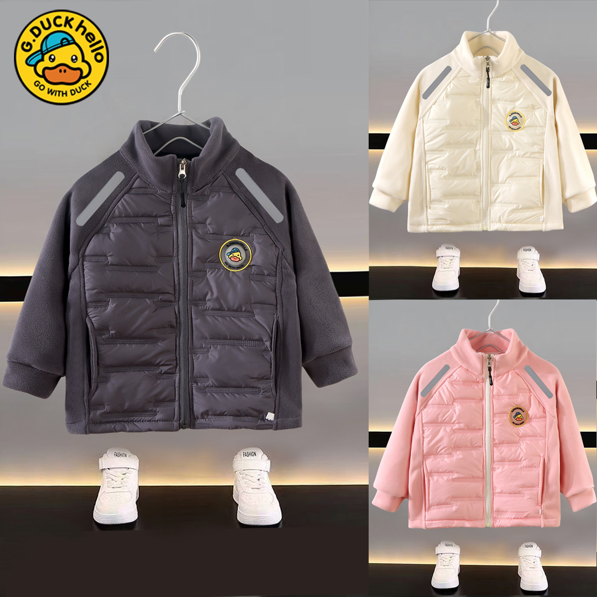 秋冬季儿童加绒加厚棉服保暖外套