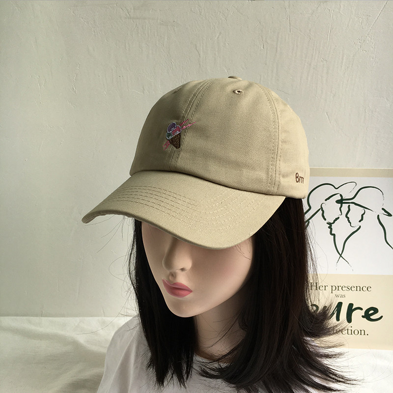 棒球棒女冰淇淋少女可爱休闲帽子显脸小