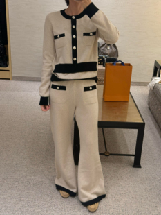 香25k明星同款 长裤 女蝴蝶结纽扣针织套装 连衣裙 开衫 Freya顶版